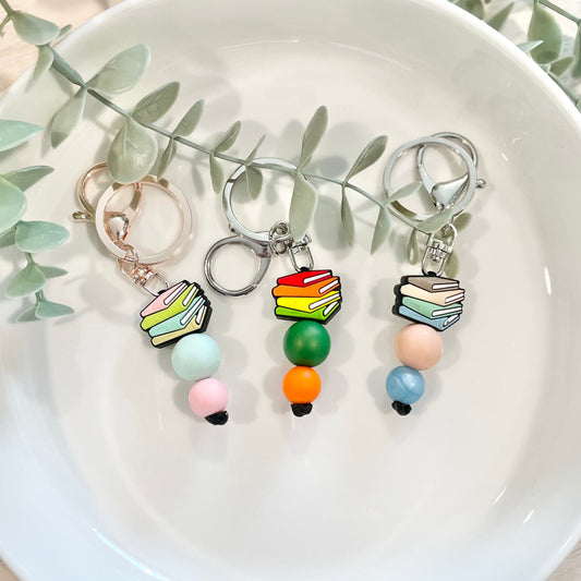 Boho Book Stack Keychain