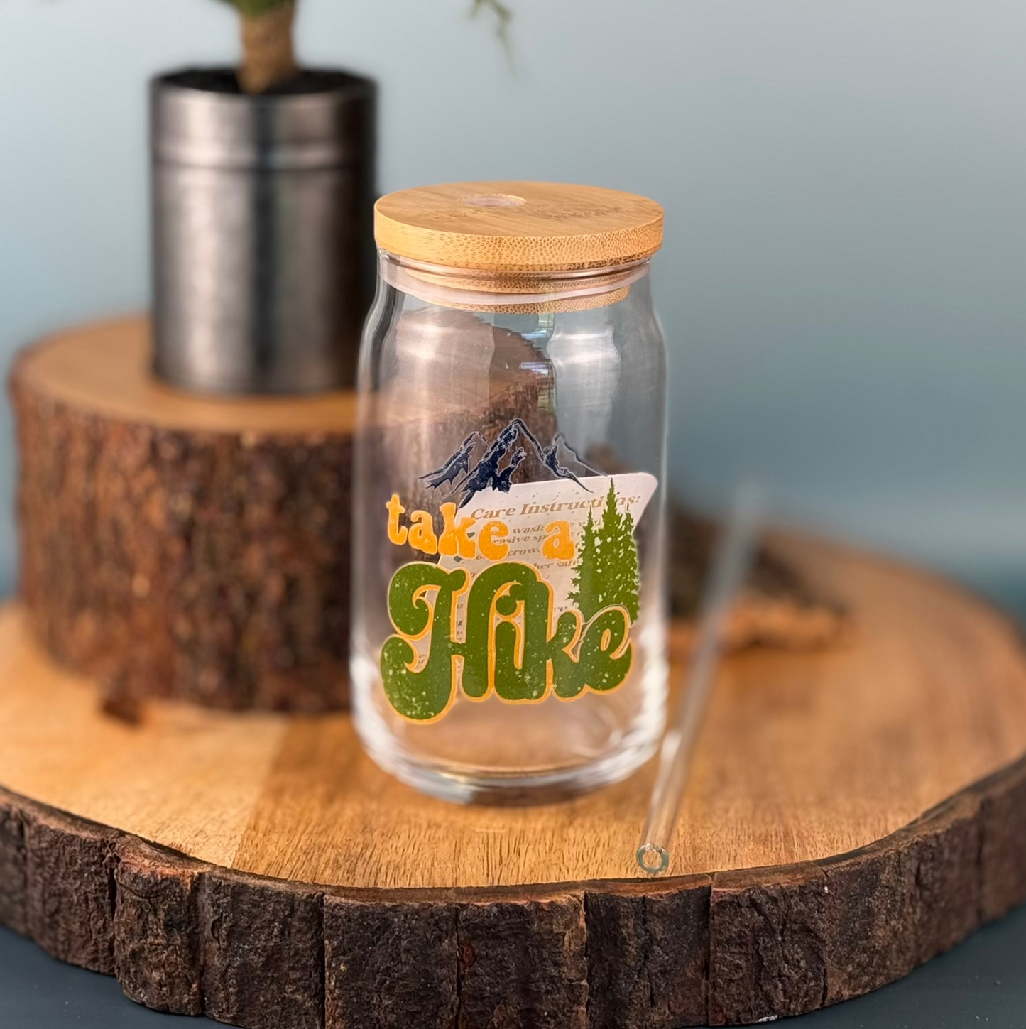 Take A Hike Glass Can