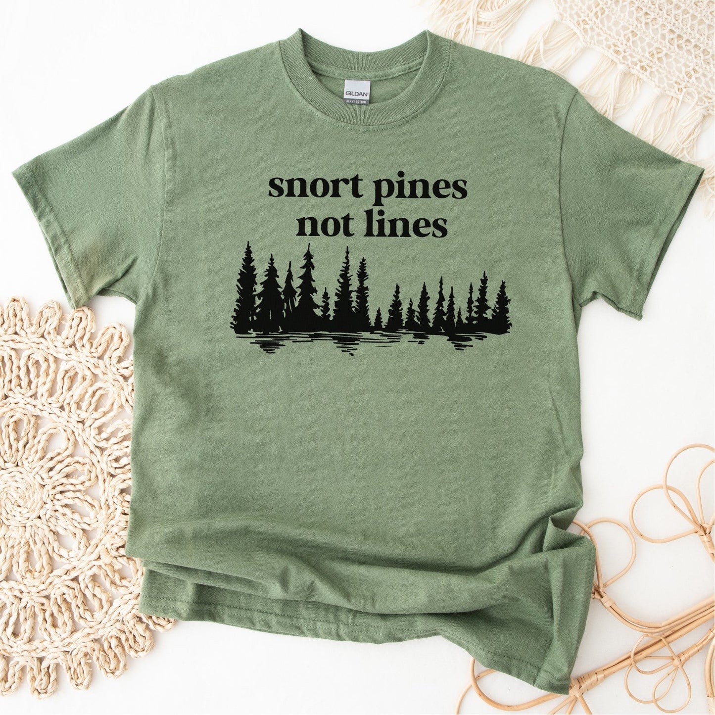 Snort Pines Not Lines Crewneck Tee